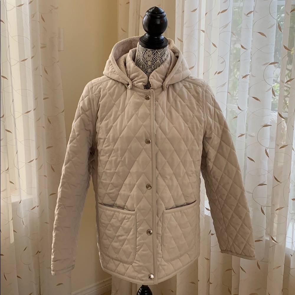 Esprit Quilted Short Coat w detachable hood NWOT